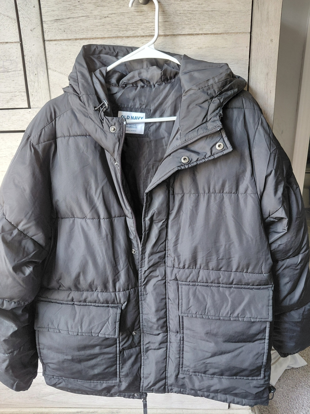 Old Navy Men's Hooded Black Puffer Jacket